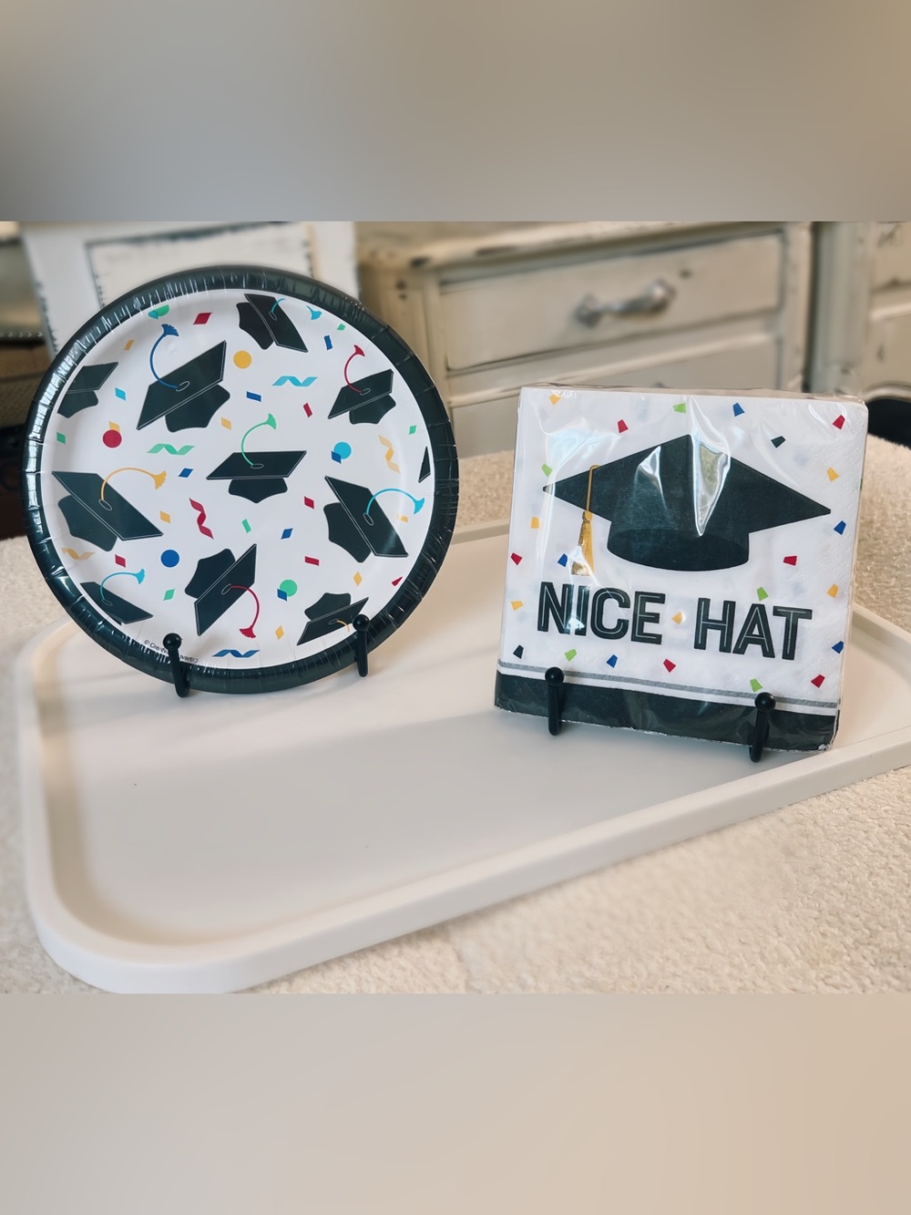 NWT! 🎓 Graduation Party NAPKINS “Nice Hat” Black & Multicolored 16/pkg